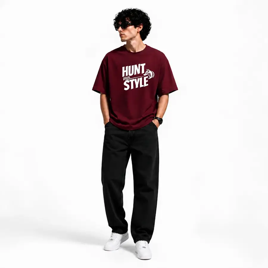 HYS Printed Tee - Burgundy