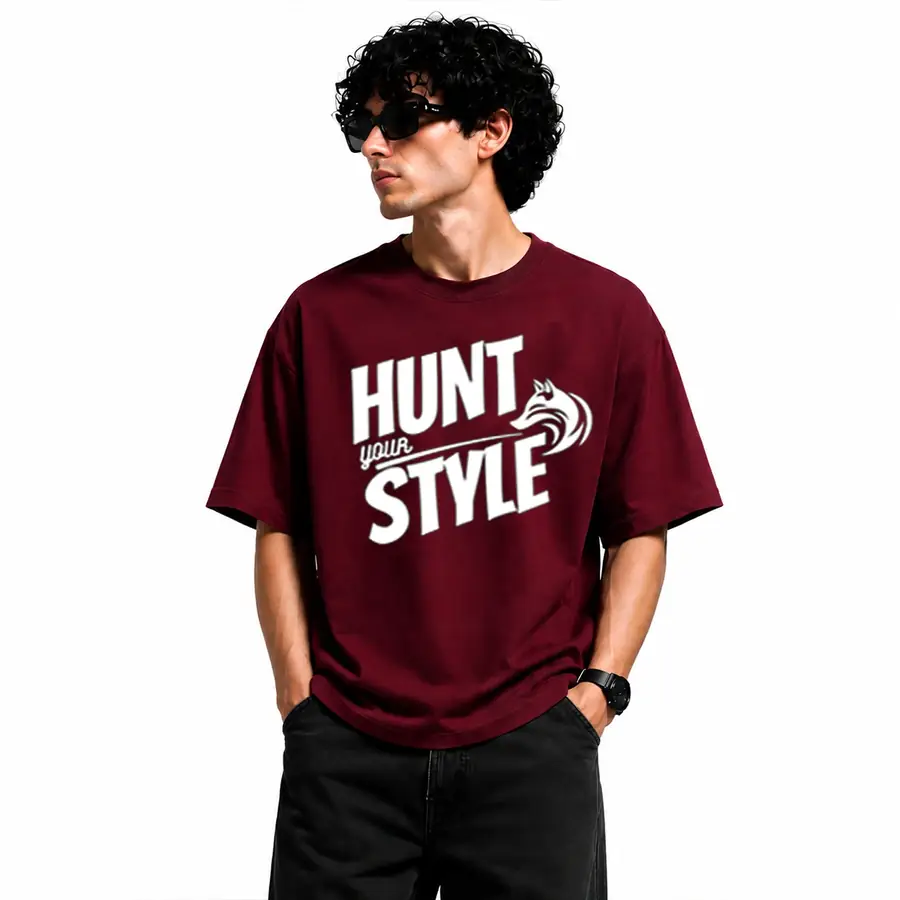 HYS Printed Tee - Burgundy detail