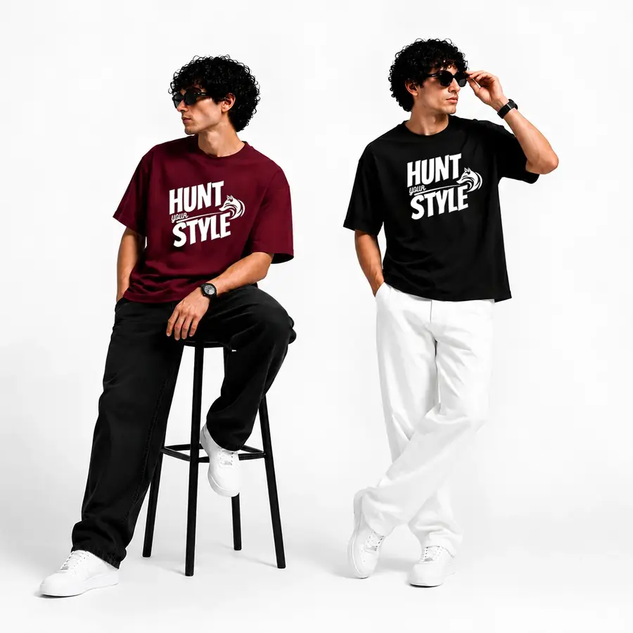 HYS Printed Tee Burgundy and Black